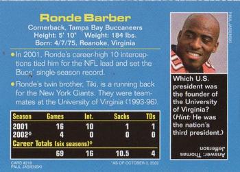 2002 Sports Illustrated for Kids #218 Ronde Barber Back