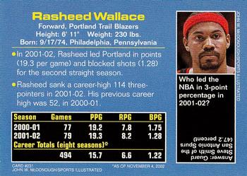 2003 Sports Illustrated for Kids #231 Rasheed Wallace Back