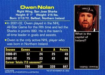 2003 Sports Illustrated for Kids #238 Owen Nolan Back