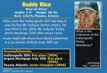 2004 Sports Illustrated for Kids #414 Buddy Rice Back