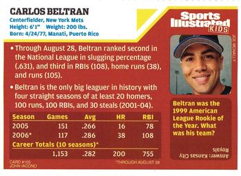 2006 Sports Illustrated for Kids #100 Carlos Beltran Back