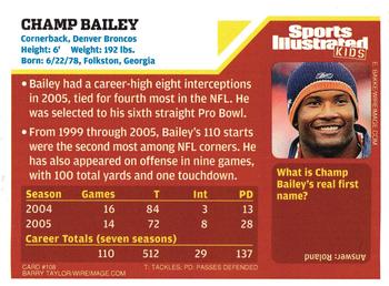 2006 Sports Illustrated for Kids #108 Champ Bailey Back