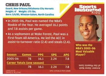 2006 Sports Illustrated for Kids #116 Chris Paul Back