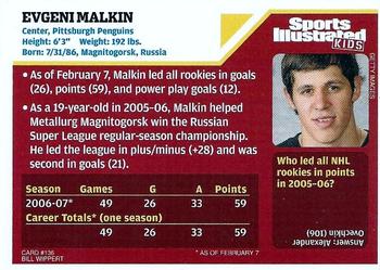 2007 Sports Illustrated for Kids #136 Evgeni Malkin Back