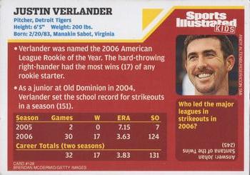 2007 Sports Illustrated for Kids #128 Justin Verlander Back