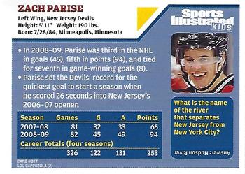 2009 Sports Illustrated for Kids #377 Zach Parise Back