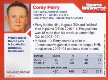 2011 Sports Illustrated for Kids #45 Corey Perry Back
