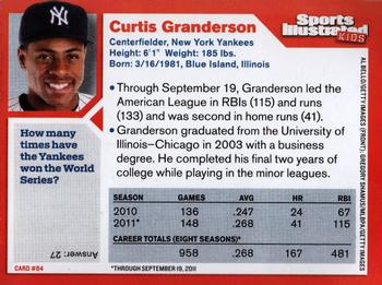 2011 Sports Illustrated for Kids #84 Curtis Granderson Back