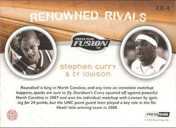 2009 Press Pass Fusion - Renowned Rivals #RR-4 Stephen Curry / Ty Lawson Back