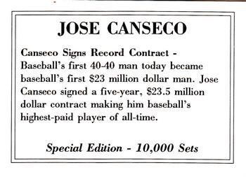 1990 Sports Scoops (unlicensed) #NNO Jose Canseco Back