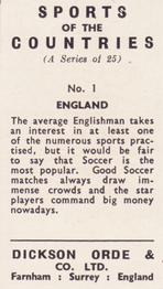 1962 Dickson Orde & Co. Ltd. Sports of the Countries #1 England - Soccer Back