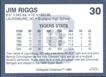 1990 Collegiate Collection Clemson Tigers #30 Jim Riggs Back