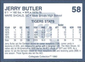 1990 Collegiate Collection Clemson Tigers #58 Jerry Butler Back