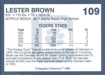 1990 Collegiate Collection Clemson Tigers #109 Lester Brown Back