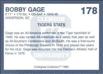 1990 Collegiate Collection Clemson Tigers #178 Bob Gage Back