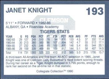 1990 Collegiate Collection Clemson Tigers #193 Janet Knight Back