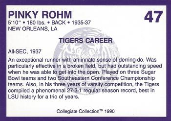 1990 Collegiate Collection LSU Tigers #47 Pinky Rohm Back