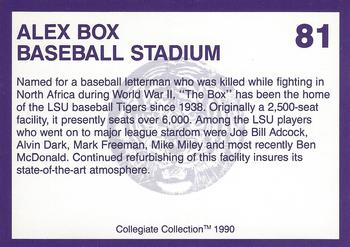 1990 Collegiate Collection LSU Tigers #81 Alex Box Stadium Back