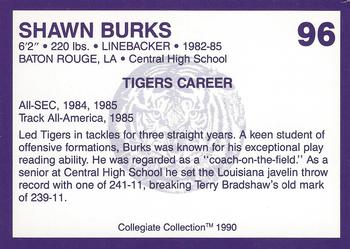 1990 Collegiate Collection LSU Tigers #96 Shawn Burks Back