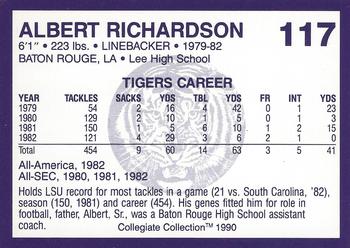 1990 Collegiate Collection LSU Tigers #117 Albert Richardson Back