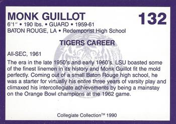 1990 Collegiate Collection LSU Tigers #132 Monk Guillot Back