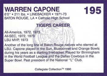 1990 Collegiate Collection LSU Tigers #195 Warren Capone Back