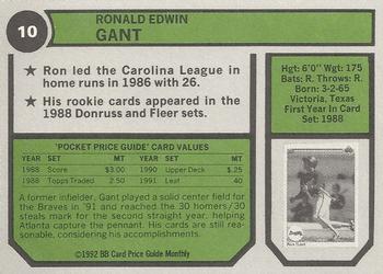 1992 SCD Sports Card Price Guide Monthly #10 Ron Gant Back