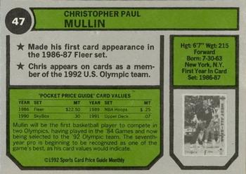 1992 SCD Sports Card Price Guide Monthly #47 Chris Mullin Back