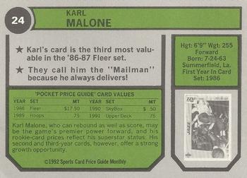 1992 SCD Sports Card Price Guide Monthly #24 Karl Malone Back