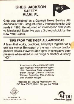 1989 LSU Tigers All-Americans #15 Greg Jackson Back