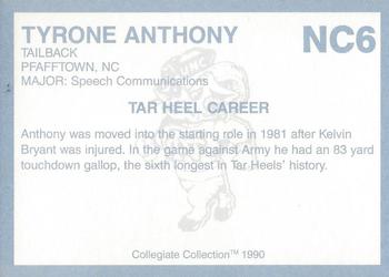 1990-91 Collegiate Collection North Carolina Tar Heels - Promos #NC6 Tyrone Anthony Back