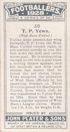 1928-29 Player's Footballers #50 Tommy Yews Back