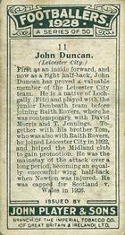 1928-29 Player's Footballers #11 John Duncan Back