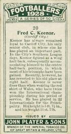 1928-29 Player's Footballers #20 Fred Keenor Back