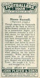 1928-29 Player's Footballers #39 Moses Russell Back