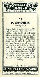 1928-29 Player's Footballers #52 Phil Cartwright Back