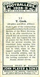 1928-29 Player's Footballers #53 Tommy Cook Back