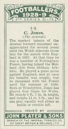 1928-29 Player's Footballers #59 Charlie Jones Back