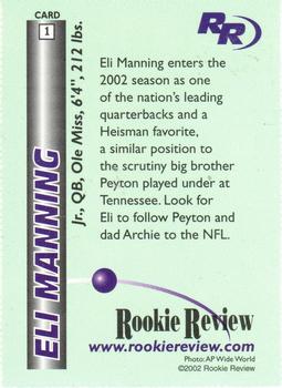 2002 Rookie Review #1 Eli Manning Back