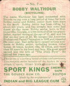 1933 Sport Kings (R338) #7 Bobby Walthour Sr. Back