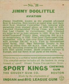 1933 Sport Kings (R338) #28 Jimmy Doolittle Back