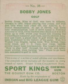 1933 Sport Kings (R338) #38 Bobby T. Jones Back