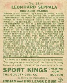 1933 Sport Kings (R338) #48 Leonhard Seppala Back