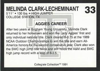1991 Collegiate Collection Texas A&M Aggies #33 Melinda Clark-Lechemiant Back