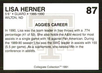 1991 Collegiate Collection Texas A&M Aggies #87 Lisa Herner Back
