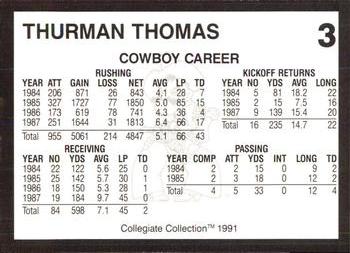1991 Collegiate Collection Oklahoma State Cowboys #3 Thurman Thomas Back