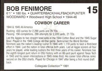 1991 Collegiate Collection Oklahoma State Cowboys #15 Bob Fenimore Back