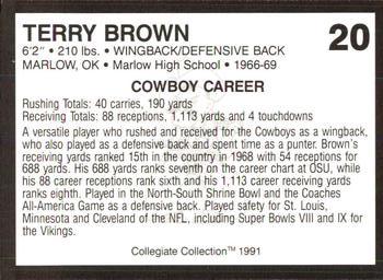 1991 Collegiate Collection Oklahoma State Cowboys #20 Terry Brown Back