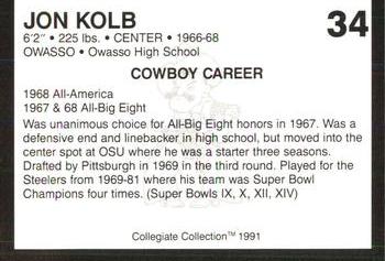 1991 Collegiate Collection Oklahoma State Cowboys #34 Jon Kolb Back