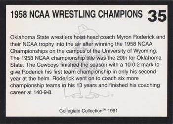 1991 Collegiate Collection Oklahoma State Cowboys #35 1958 NCAA Wrestling Champions Back